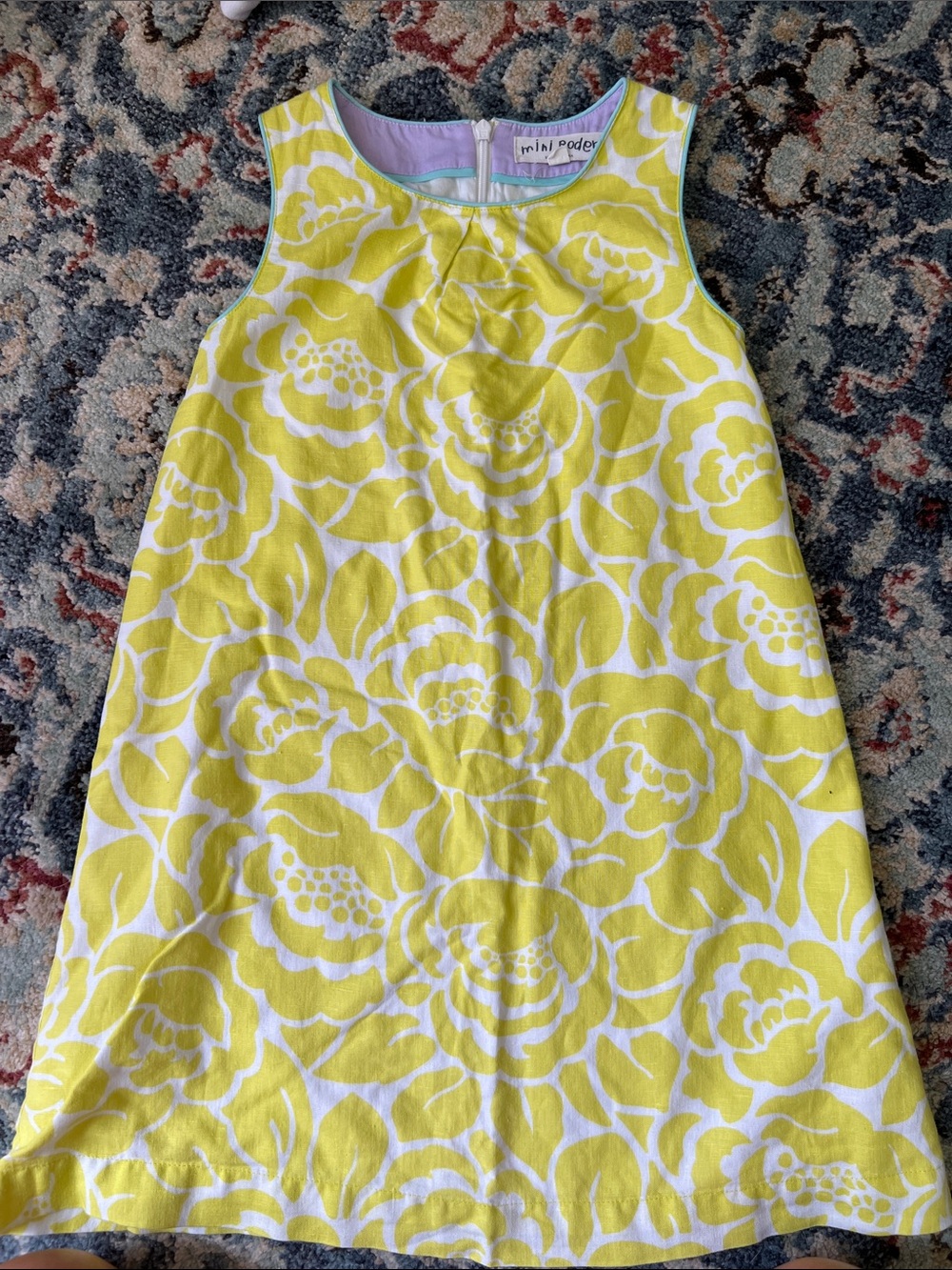 Mini Boden Yellow and White Floral Shift Dress